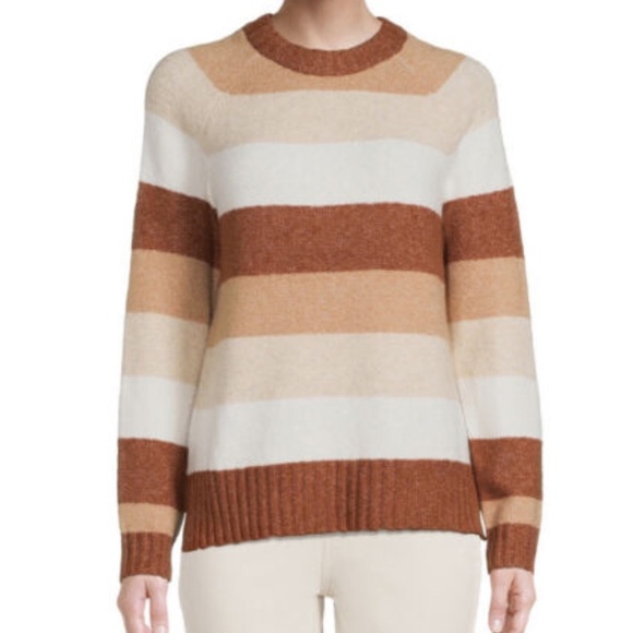 Time and Tru Sweaters - Time And Tru Women's Pullover Sweater in Neutral Stripe Sz Medium (8-10) NEW